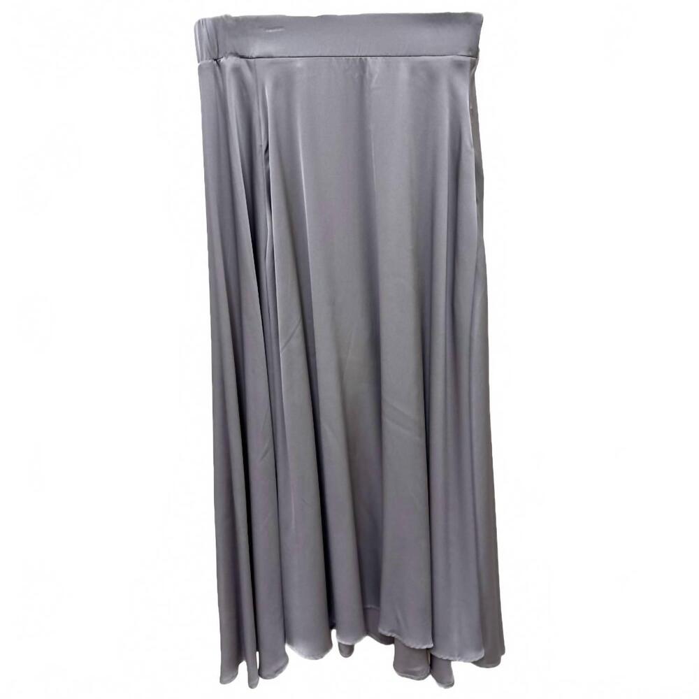 NEW ALLUDE women's pull on midi skirt in silver
